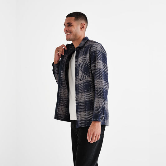 - Whiting - Plaid Check Overshirt - Navy/Grey