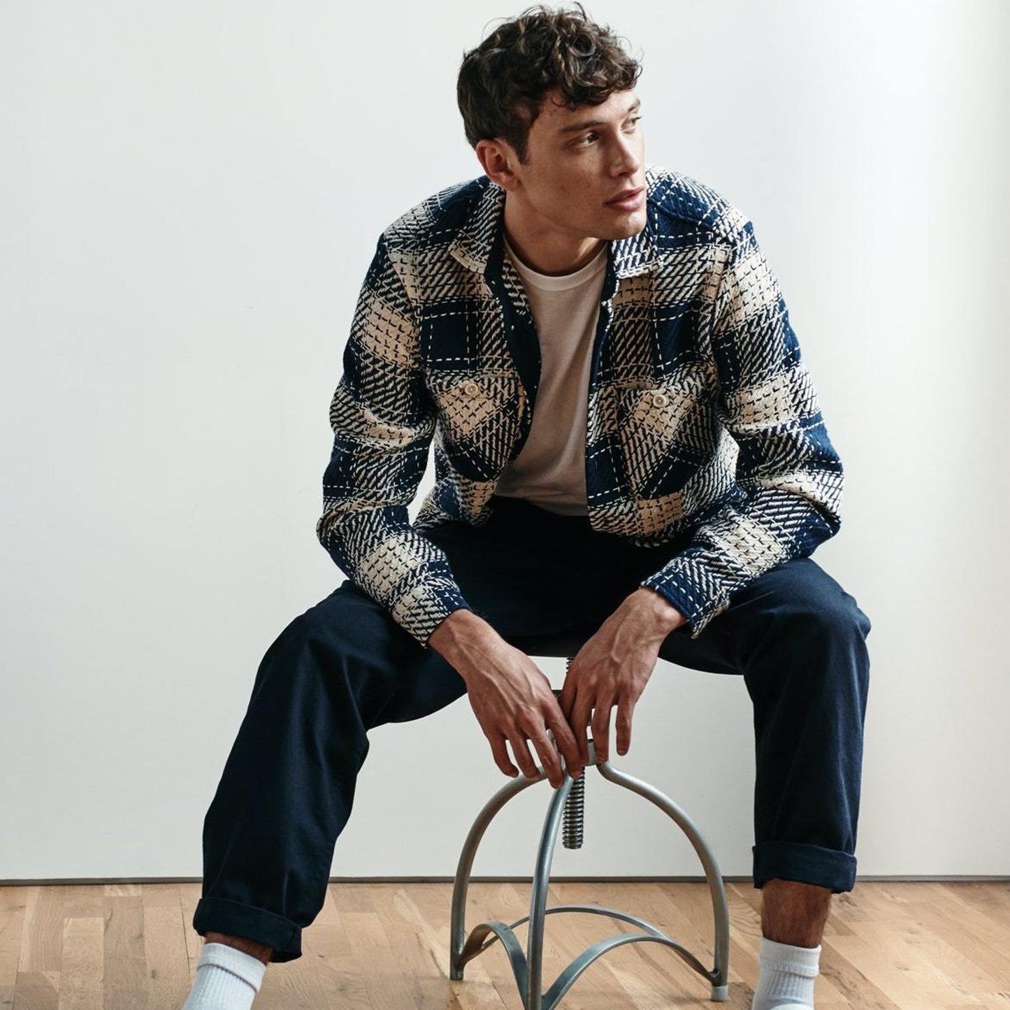 - Whiting - Plaid Overshirt - Navy/White