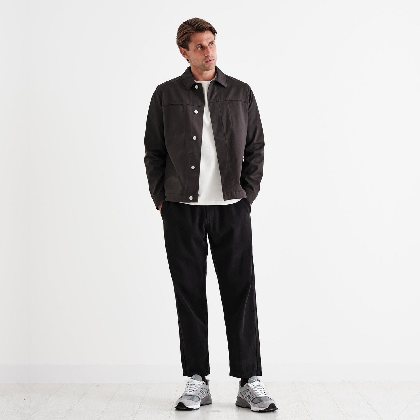 - Waxed Herringbone Jacket - Black