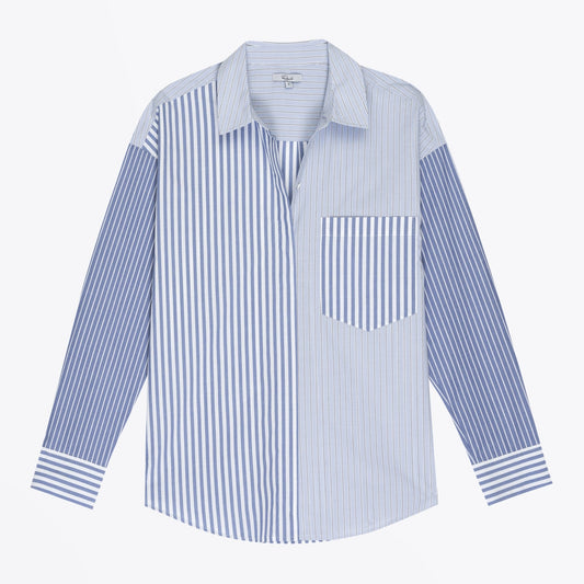 - Arlo - Mixed Stripe Shirt - Blue/White