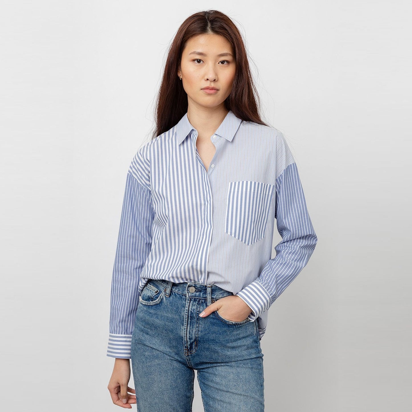 - Arlo - Mixed Stripe Shirt - Blue/White