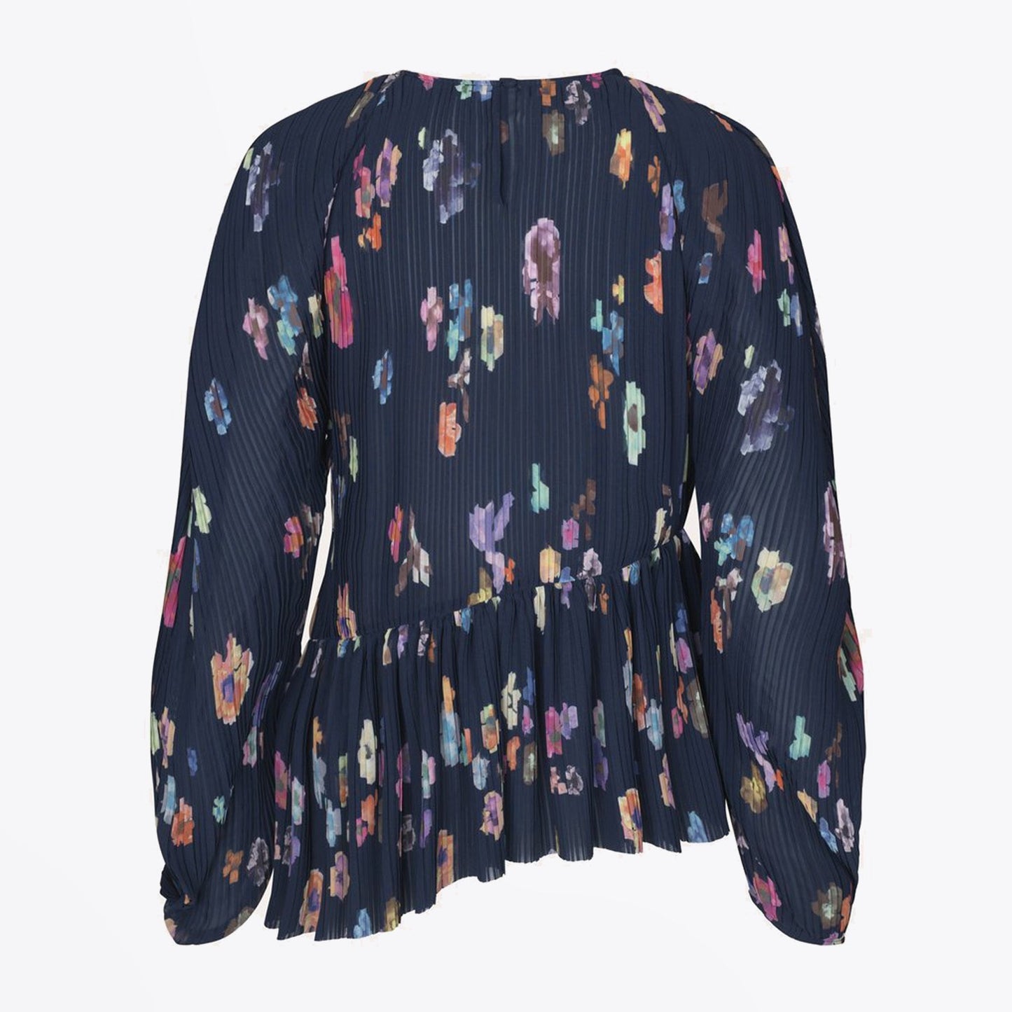 Luni - Pleated Floral Blouse - Navy/Multi
