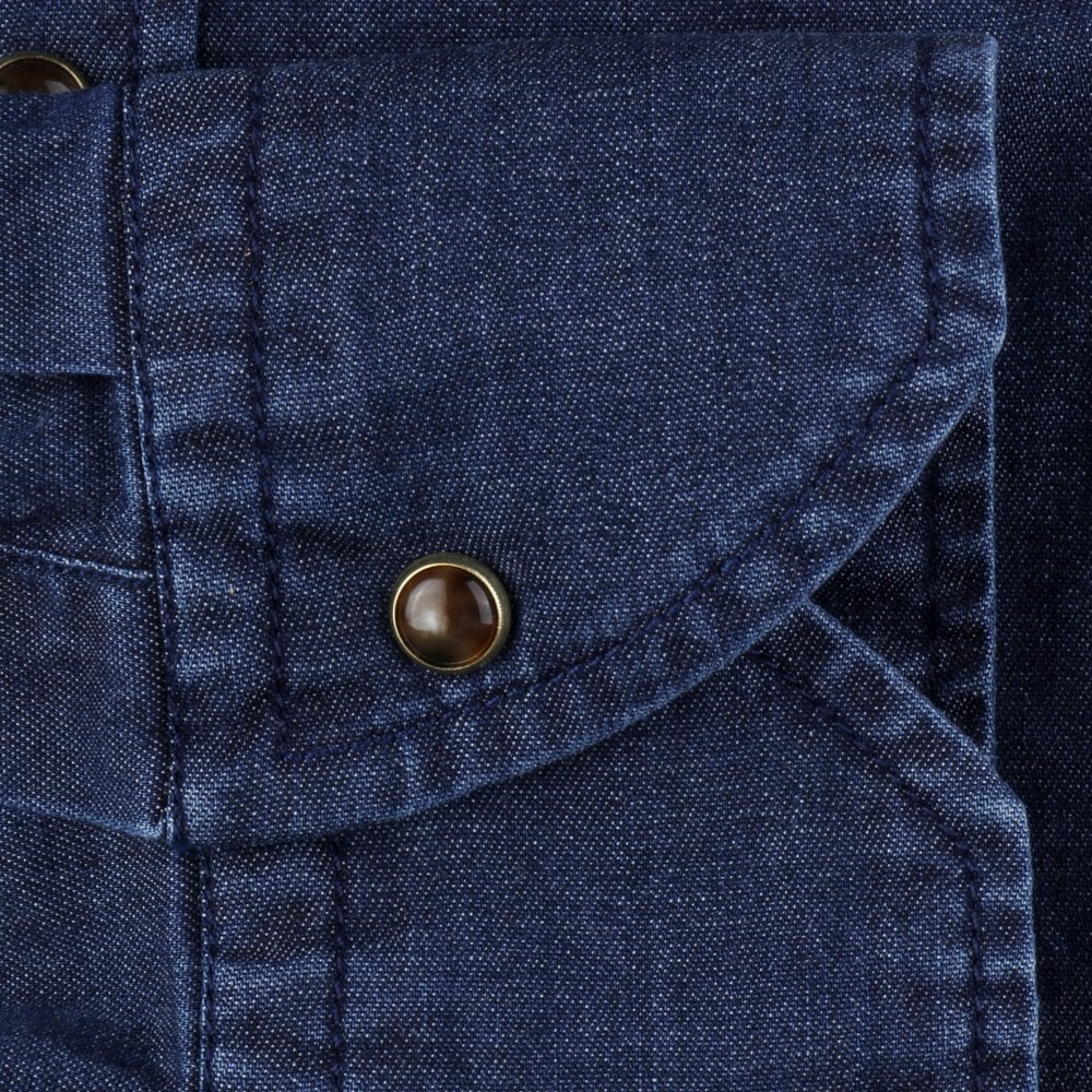 - Slimline Pocket Denim Shirt - Blue