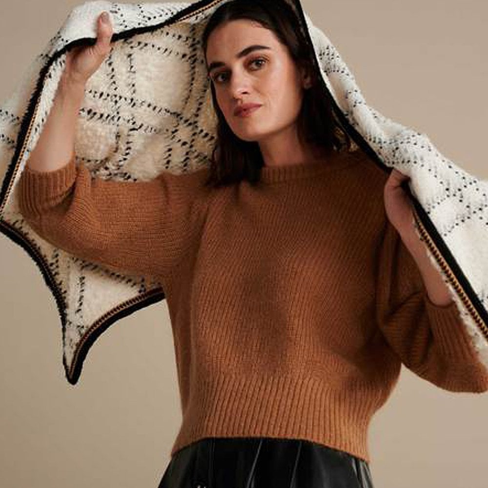 Wool-Blend Teddy Shawl - Ivory