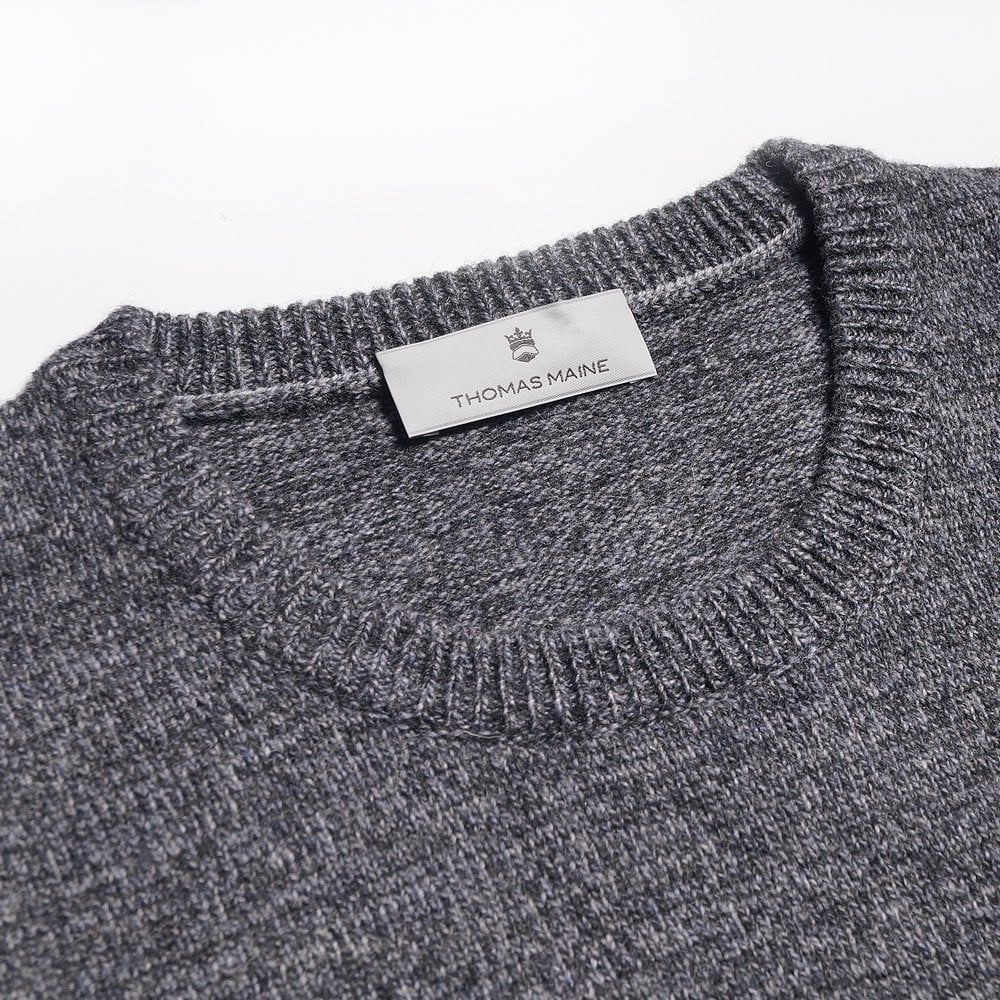 -  Crew Neck Knit Sweater - Grey Marl