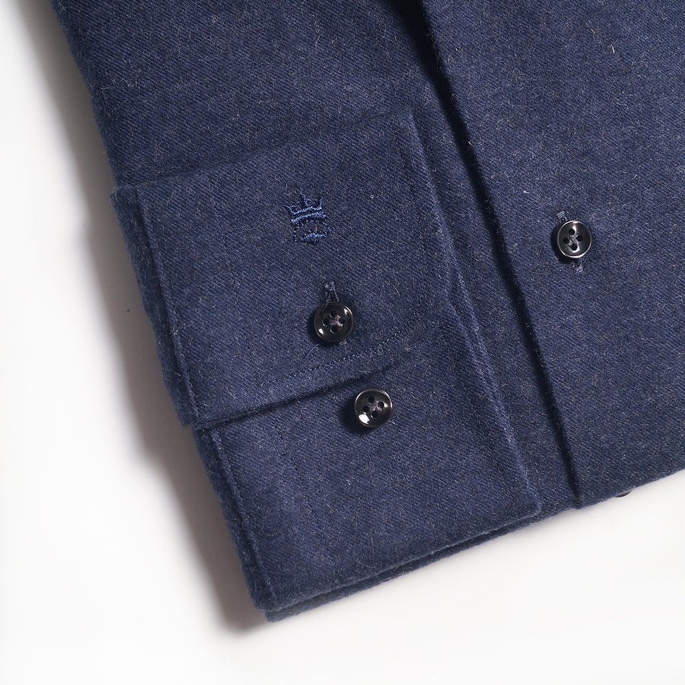 - Cashmere-Blend Flannel Shirt - Navy