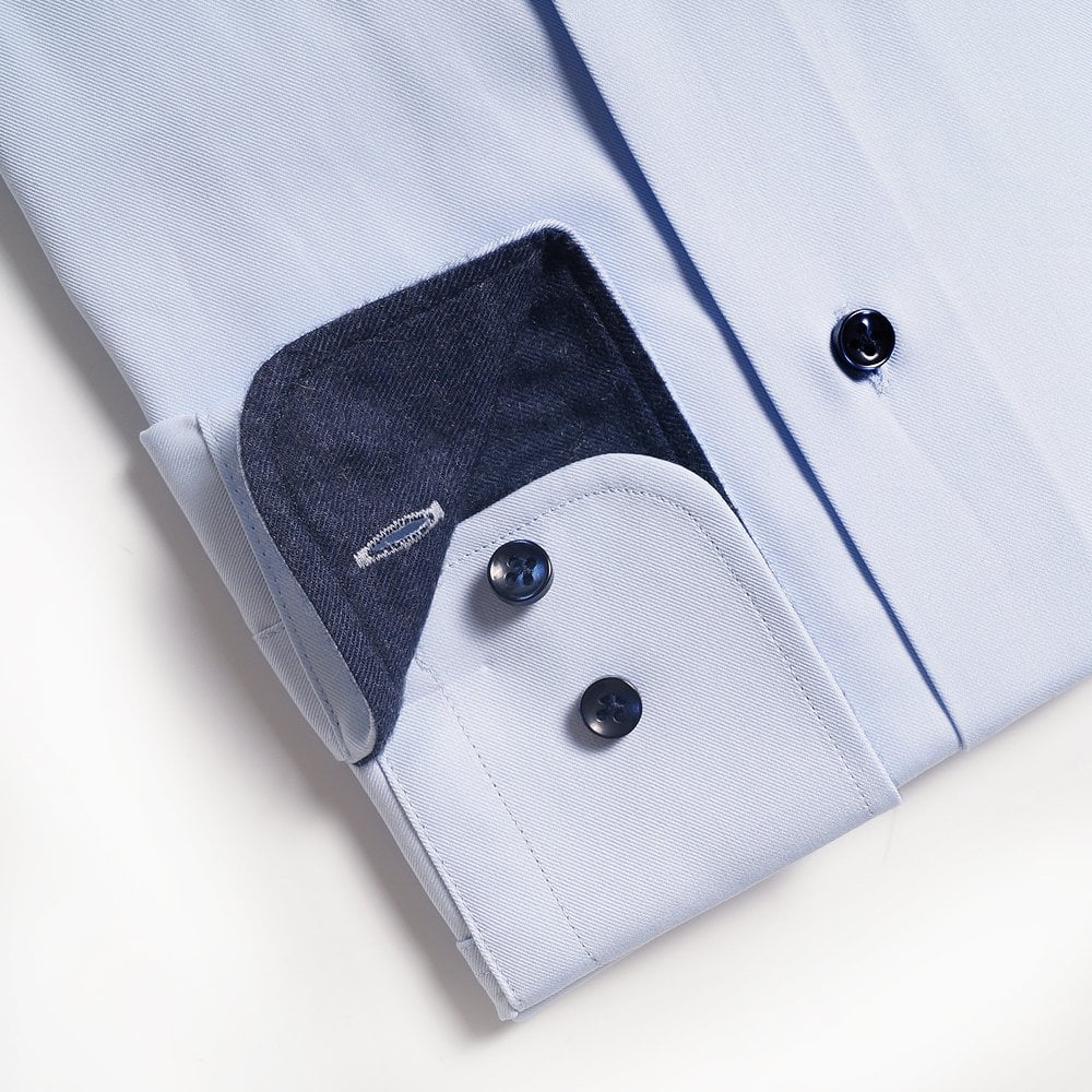 - Contrast Insert Shirt - Light Blue