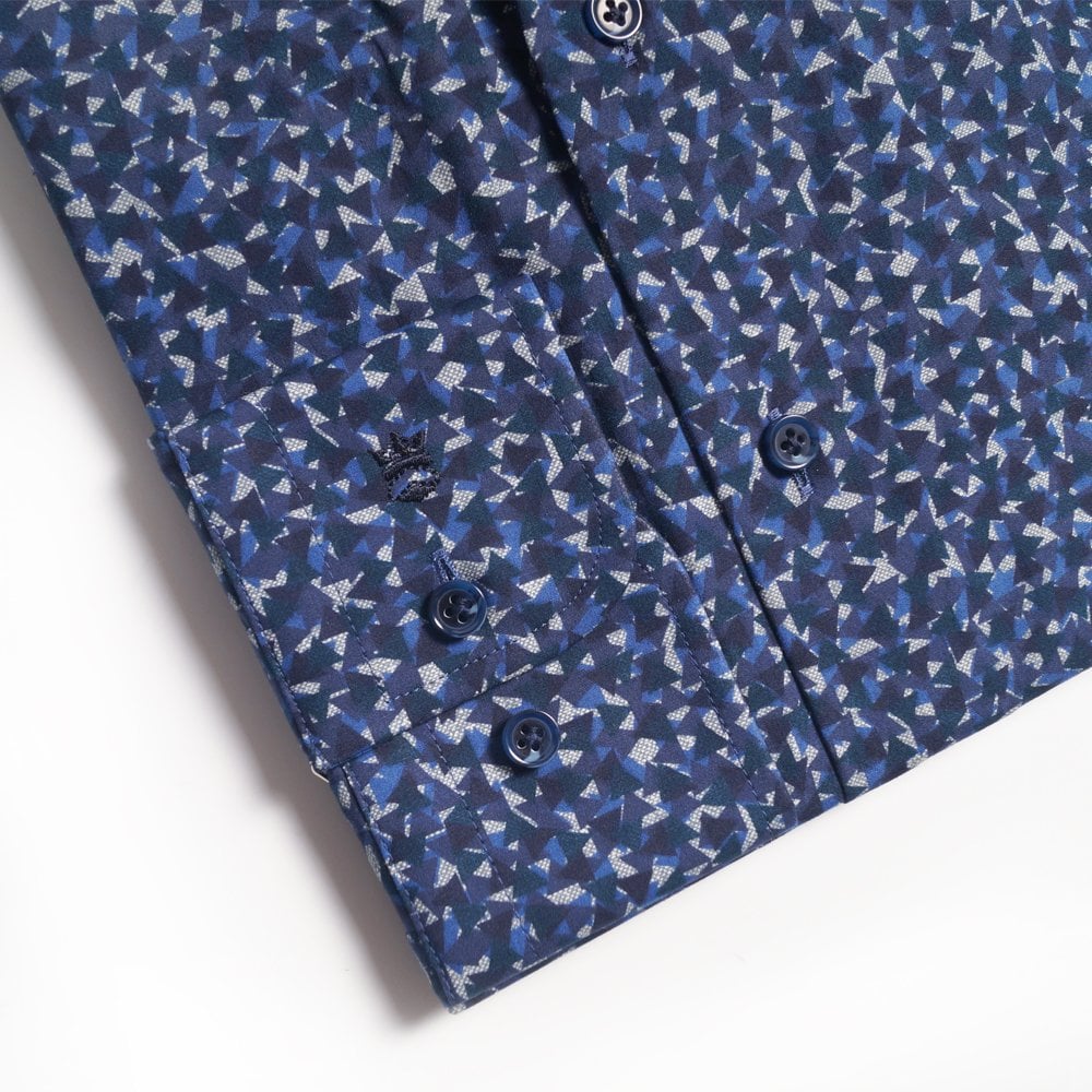 - Abstract Print Shirt - Navy