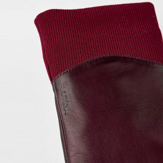 - Adrienne - Leather Cuffed Glove - Burgundy/Red