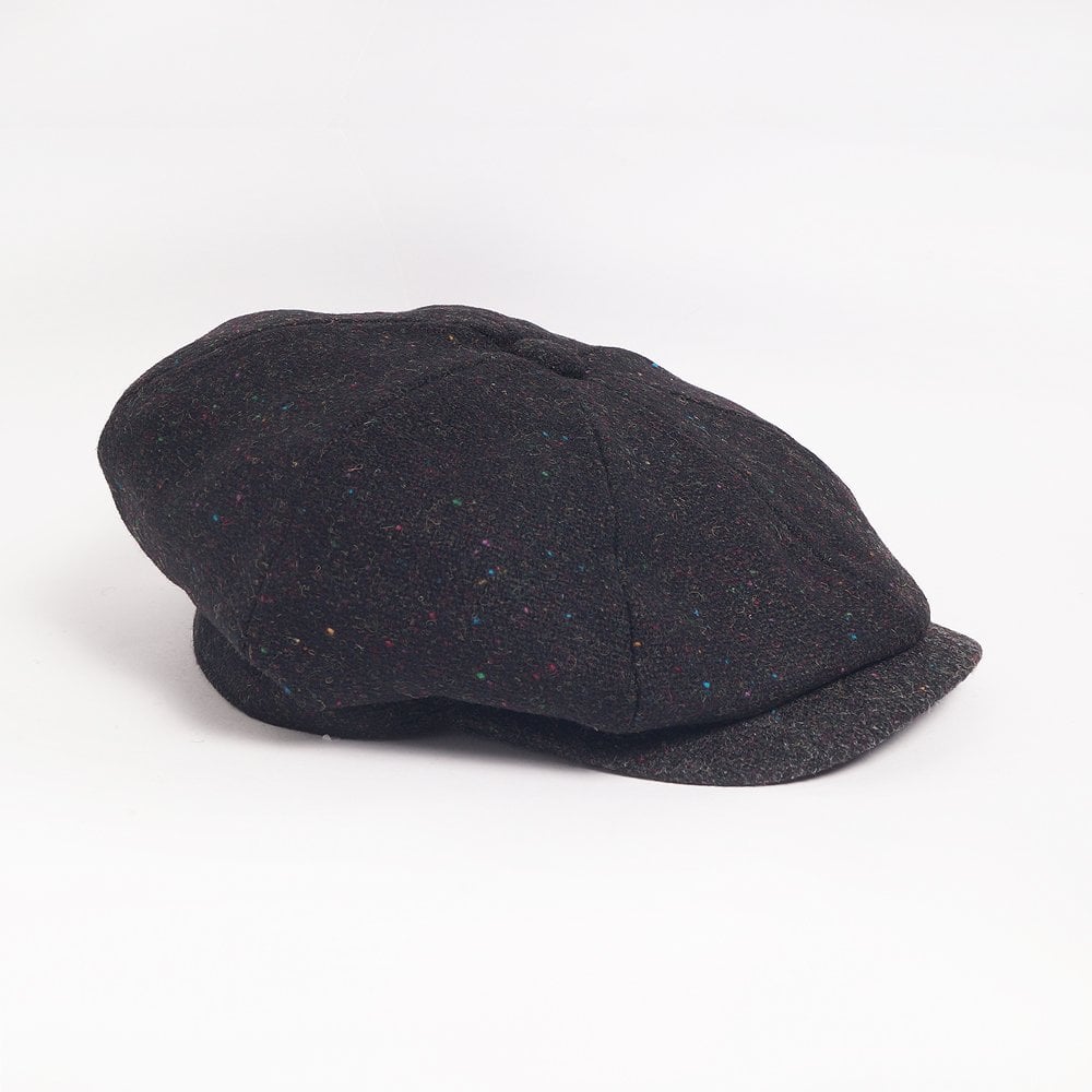 Flecked Wool Flat Cap - Black