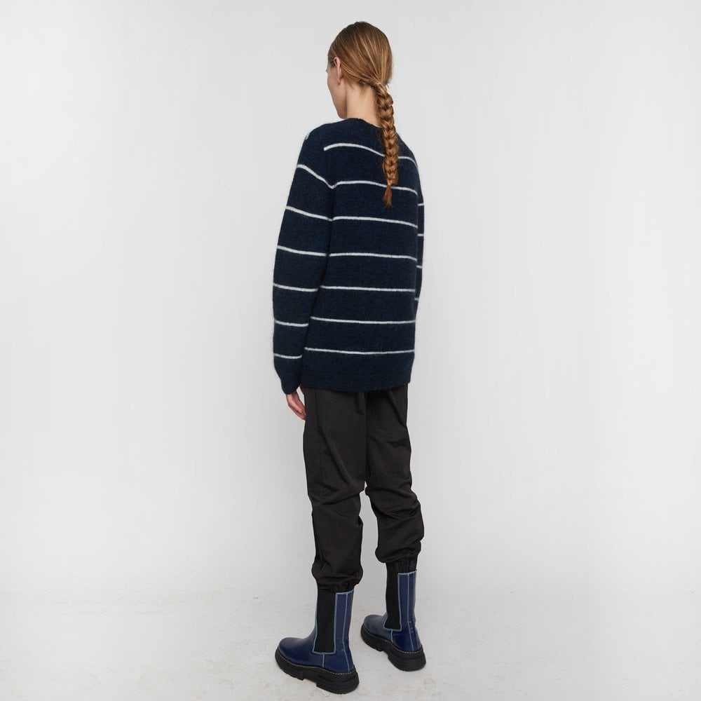 - Stripe Knit Pullover - Navy