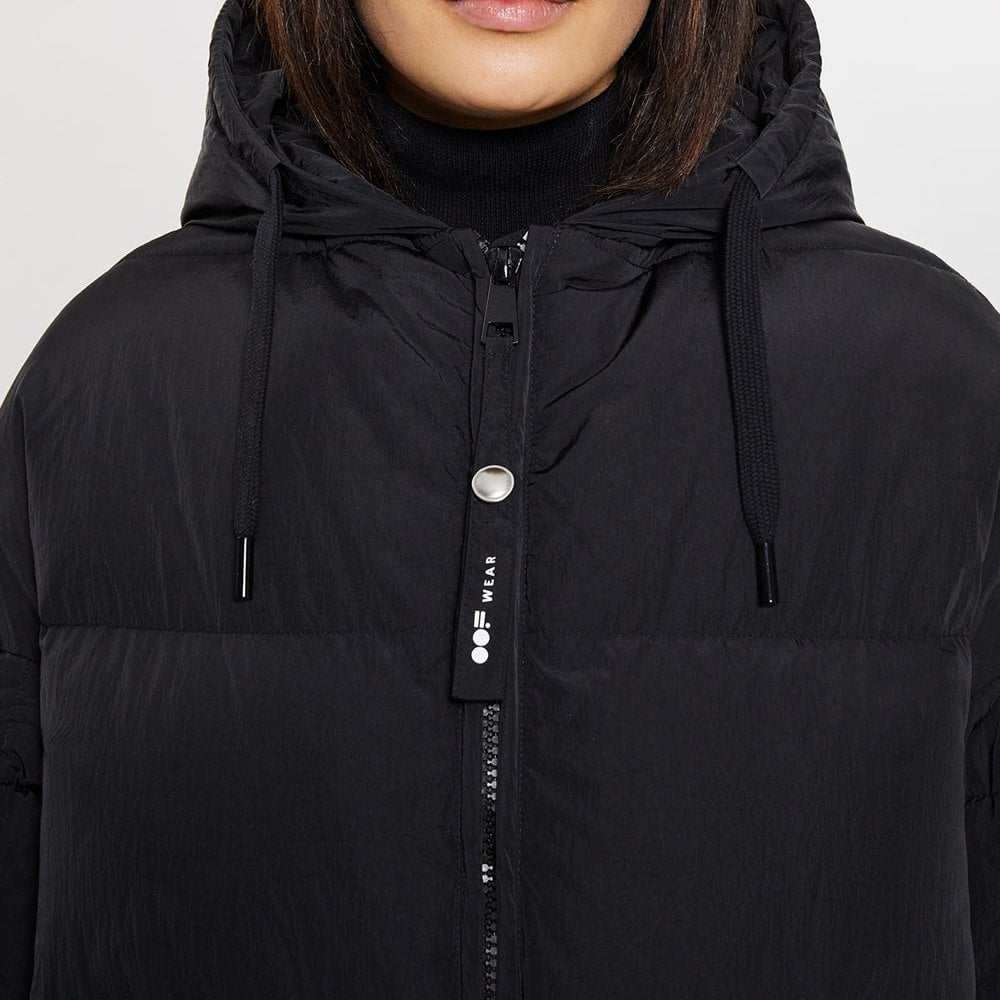 - Oversized Padded Hooded Jacket - Black