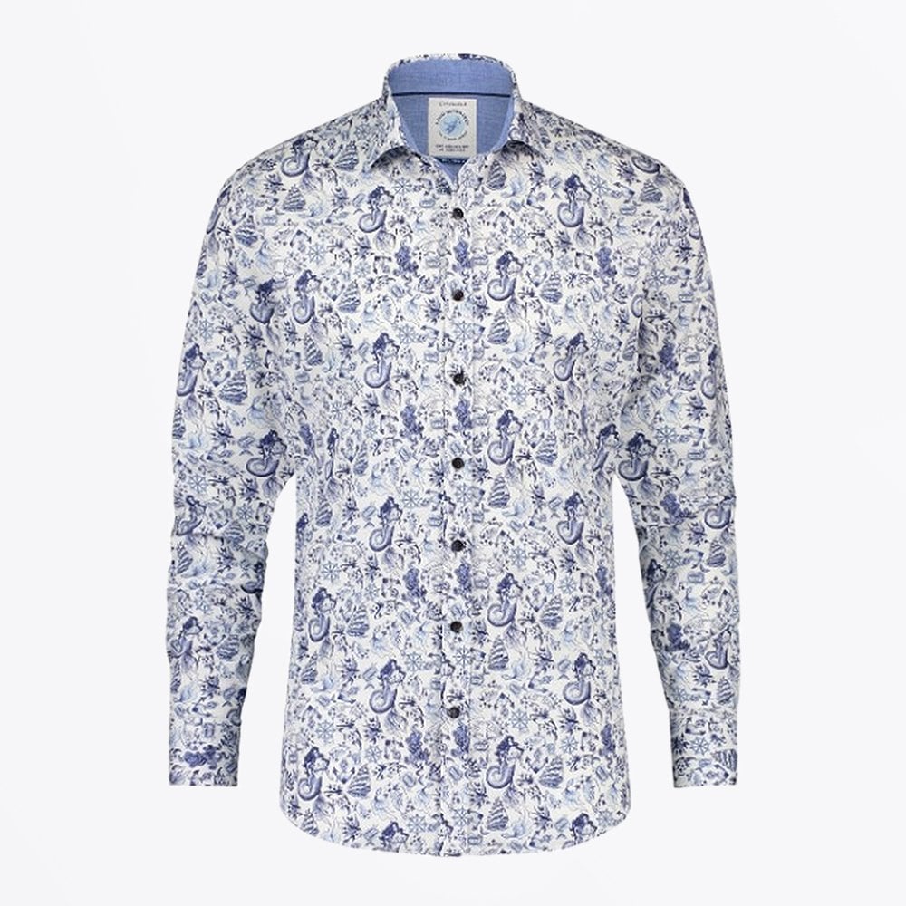 - Mermaid Print Shirt - Blue/White