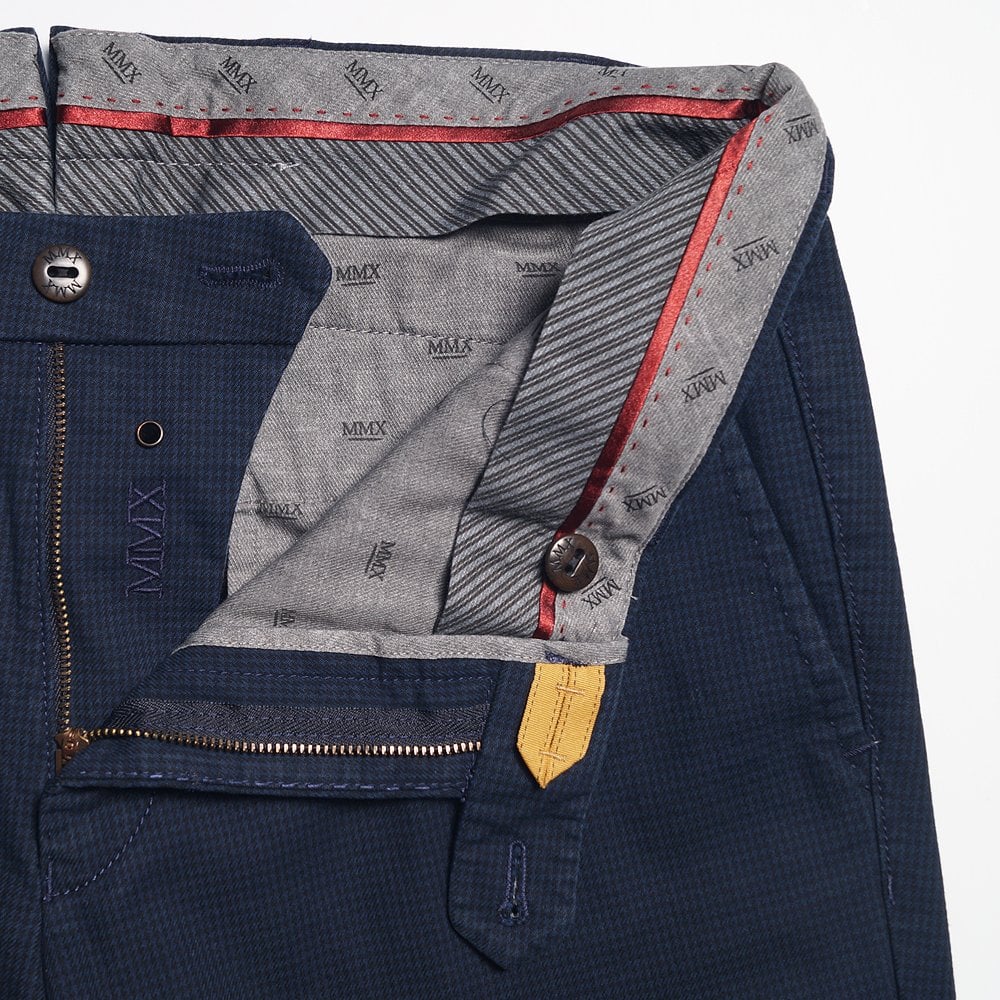 - Lupus - Fine Check Chinos - Navy
