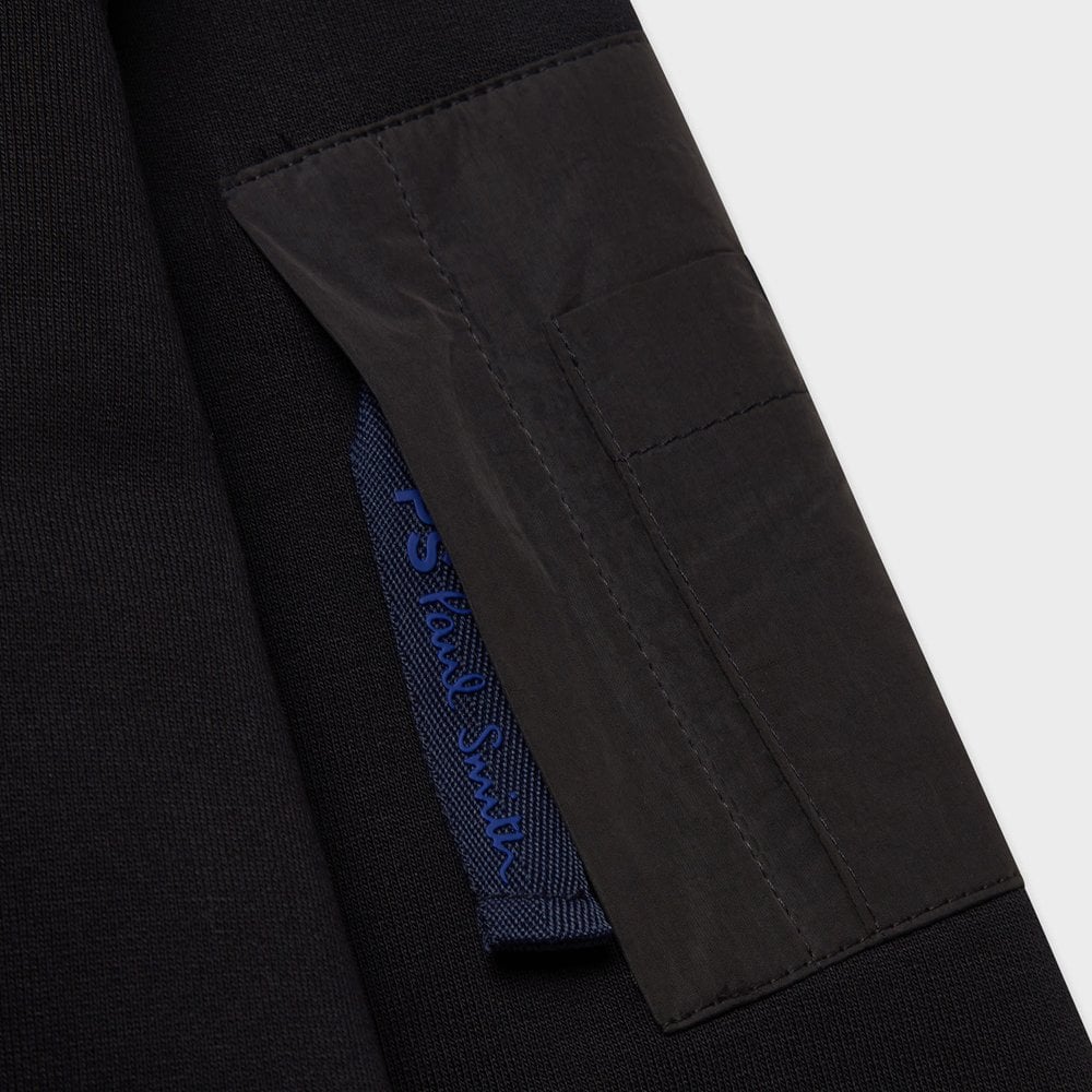 - Cotton Sweatshirt With Sleeve-Pocket - Black