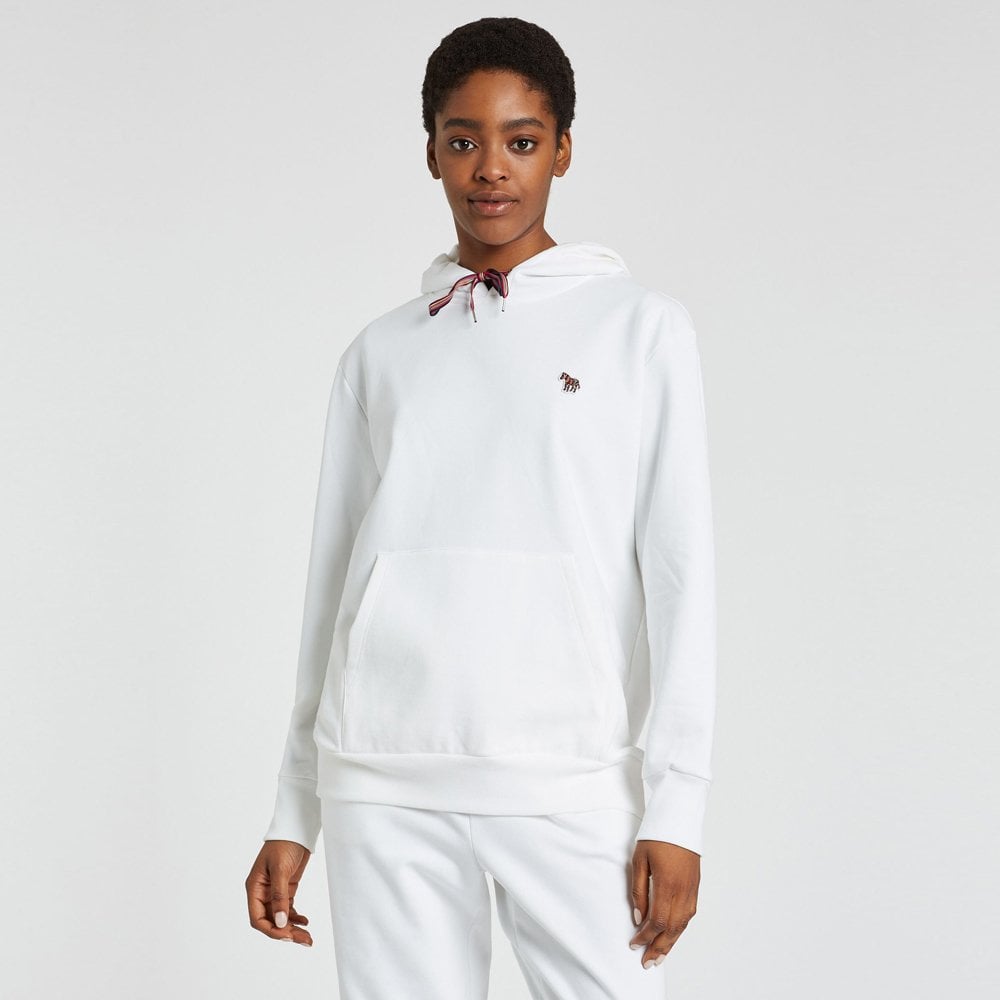 - Women's Zebra Logo Cotton Hoodie - White