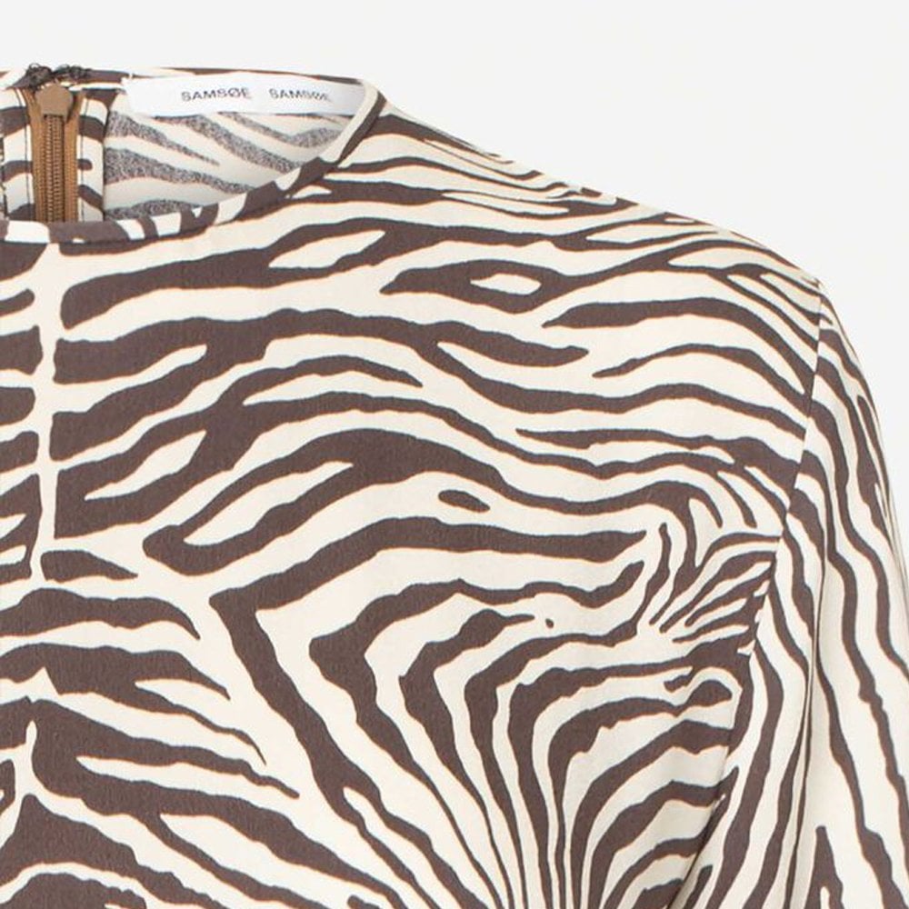 - Zebra Print Midi Dress - Brown/Off-White