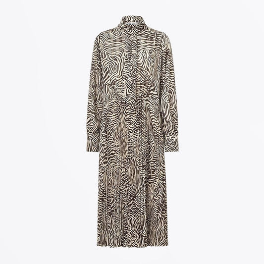 - Zebra Print Dress - Brown/Off-White