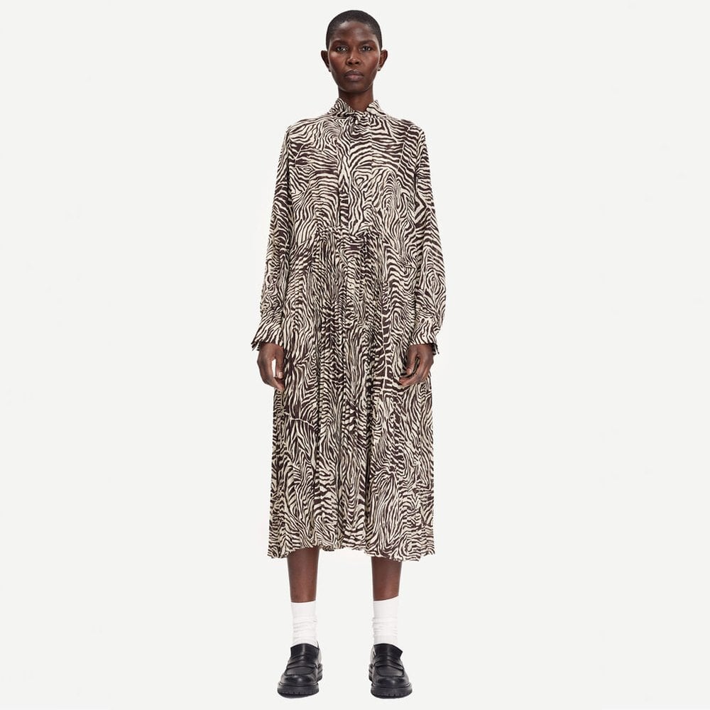 - Zebra Print Dress - Brown/Off-White