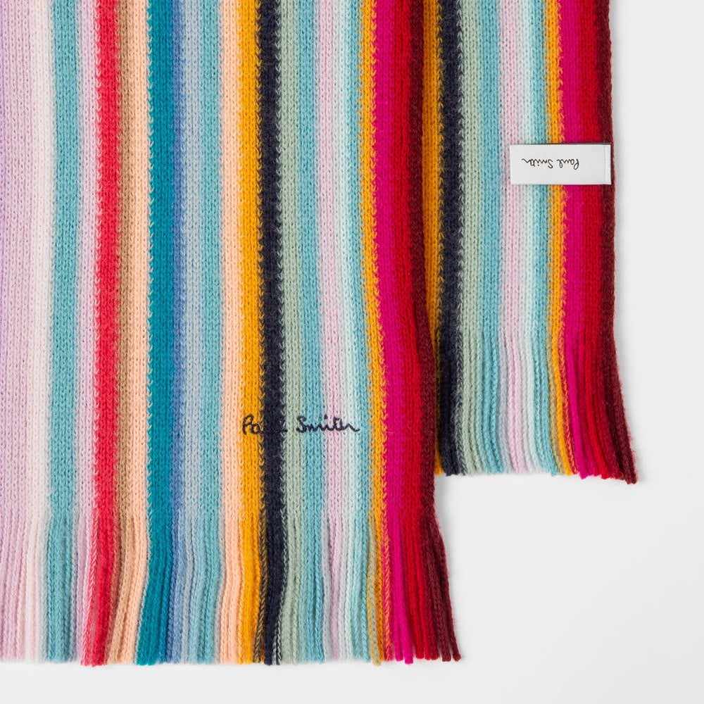 - 'Swirl Stripe' Wool Scarf - Multi