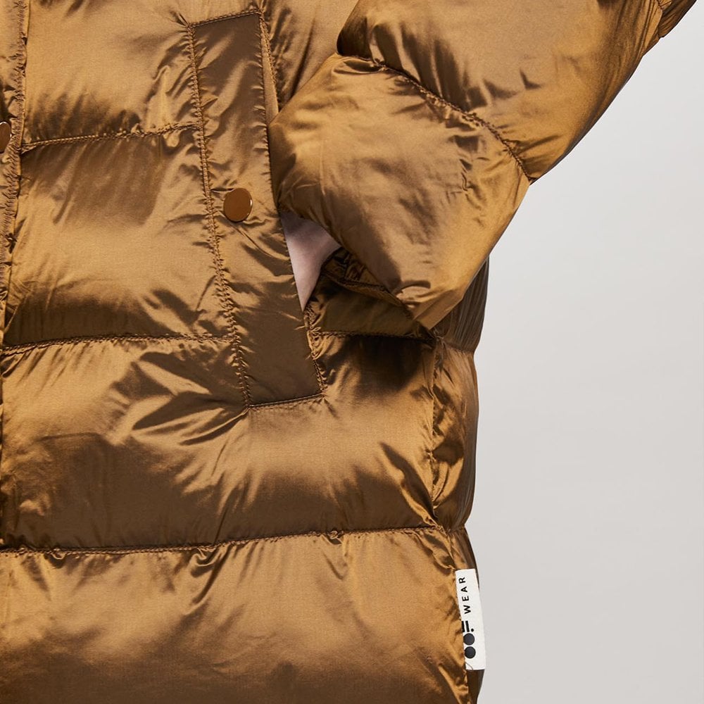 - Quilted Long Padded Coat - Caramel