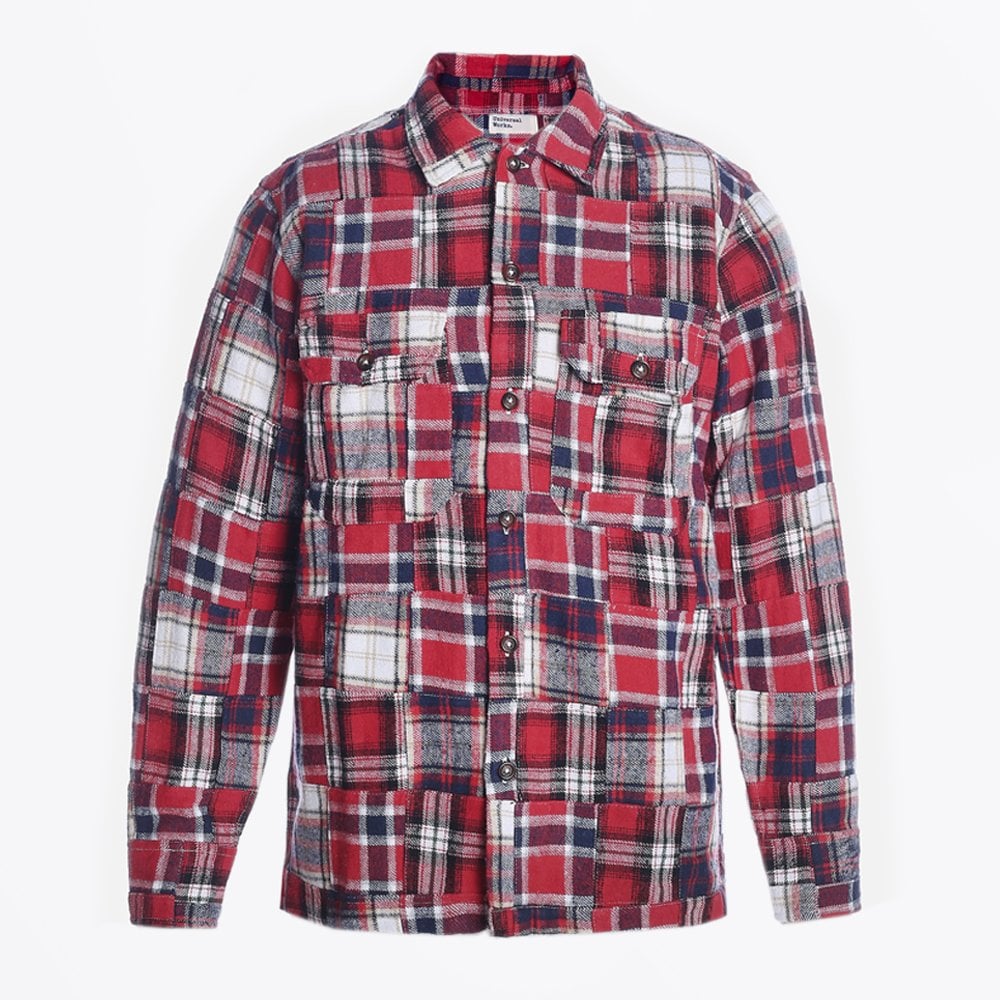 - Brushed Patchwork Shirt - Red