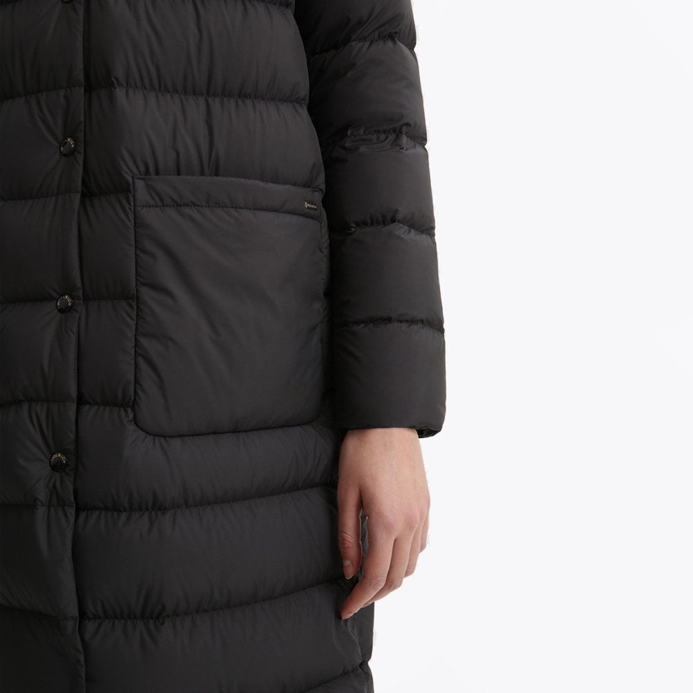 - Ellis - Long Quilted Coat - Black