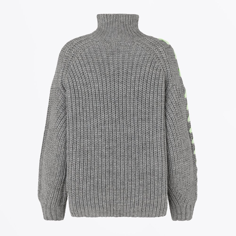 - Sugsi - Rib Knit Turtleneck Sweater - Grey