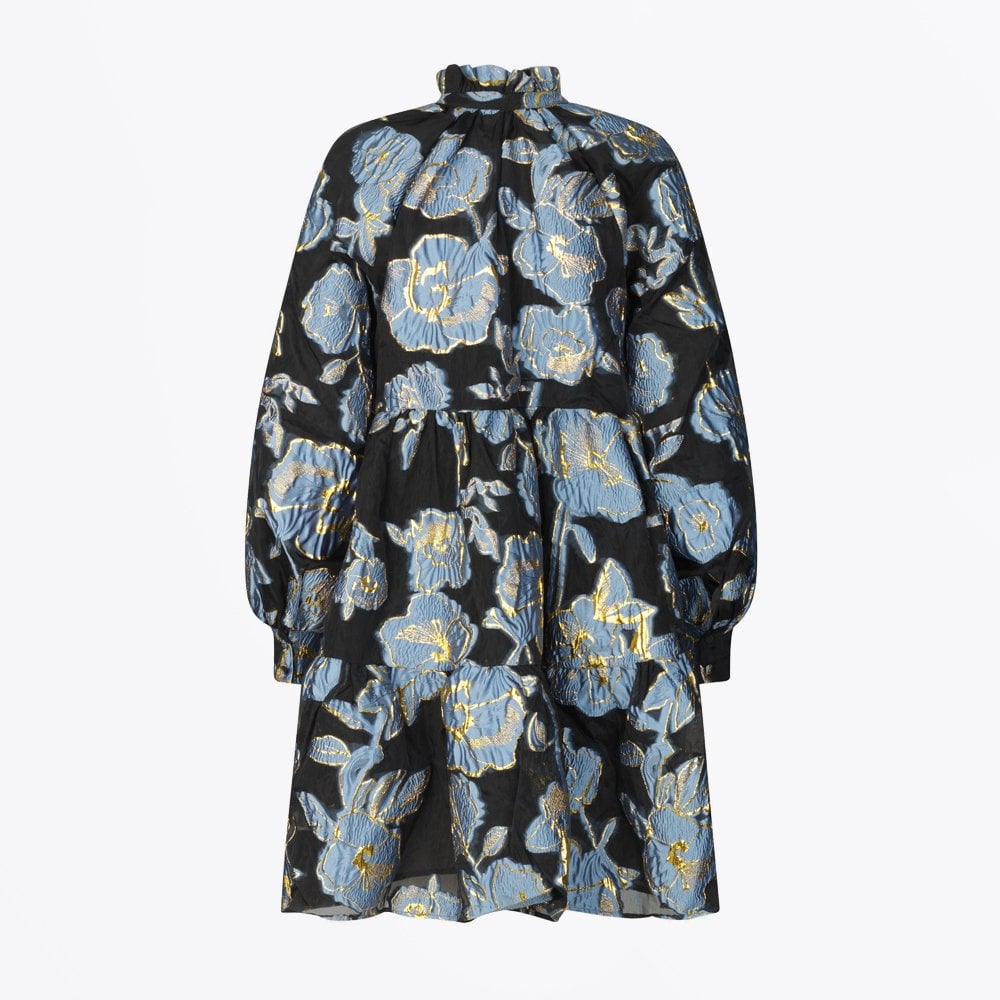 - Jasmine - Floral Organza Dress - Blue/Black