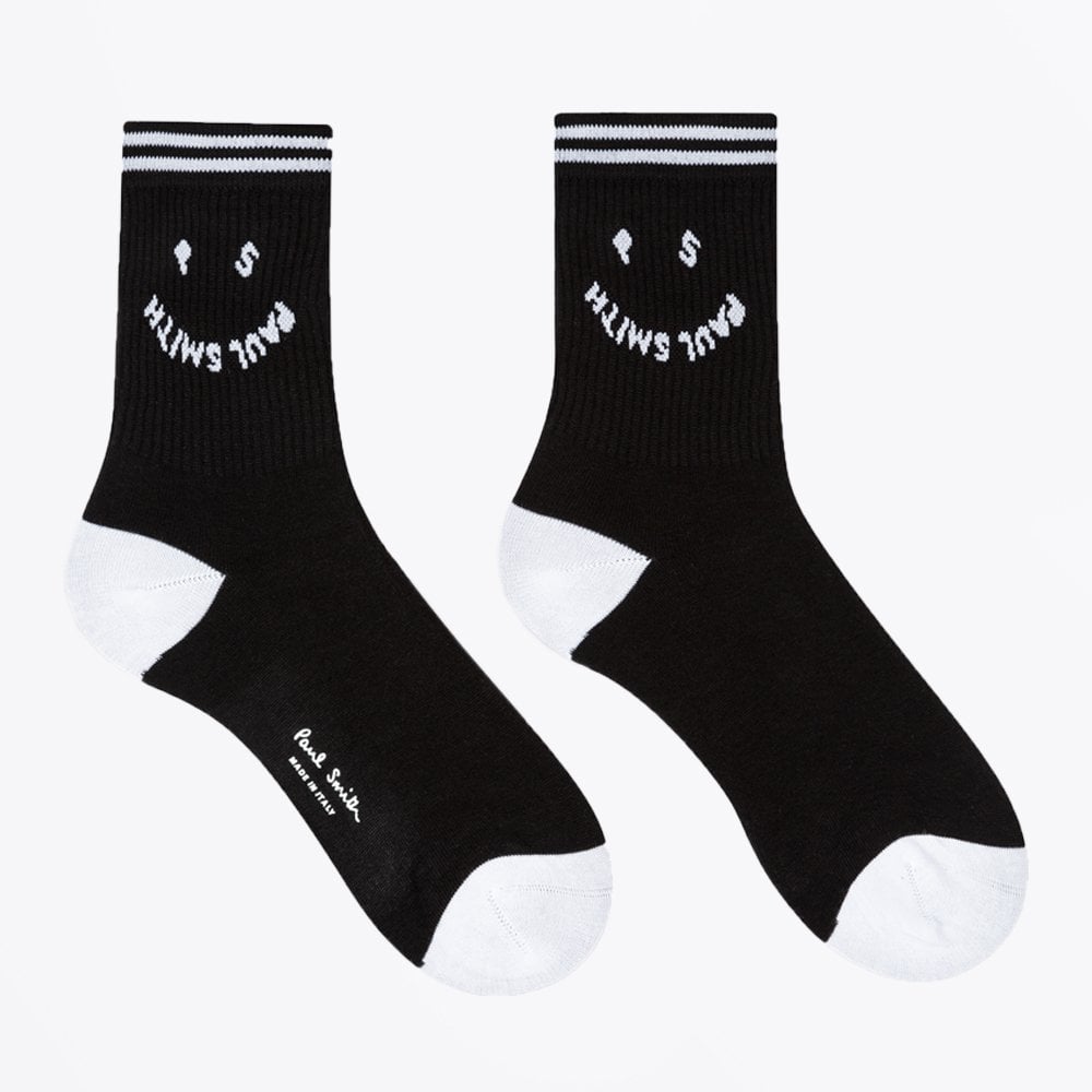 - Women's 'Happy' Ribbed Socks - Black