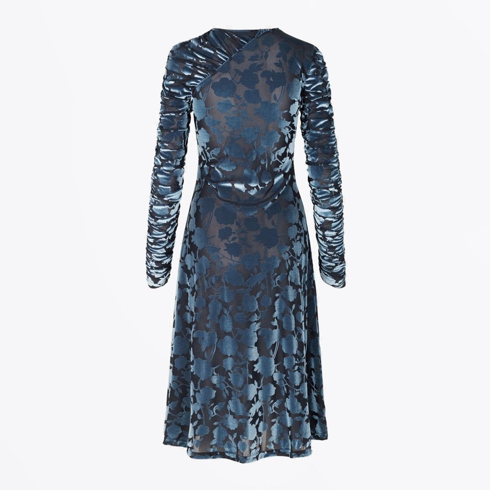 - Ellie - Velvet Devore Dress - Blue/Navy
