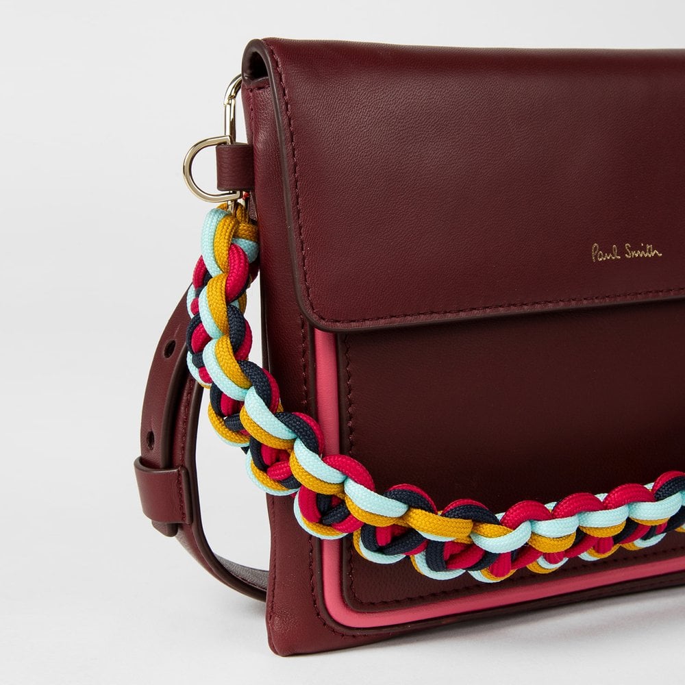 - Cross-Body Swirl Trim Bag - Burgundy