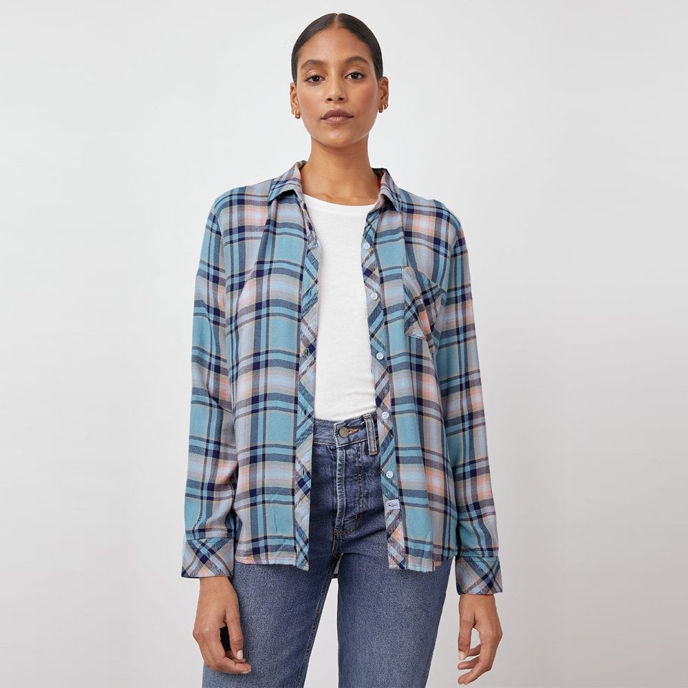 - Hunter - Check Shirt - Teal/Peach/Navy