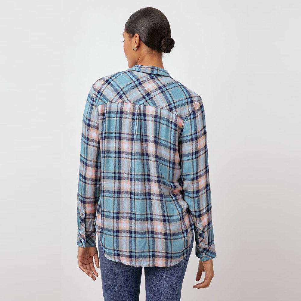 - Hunter - Check Shirt - Teal/Peach/Navy