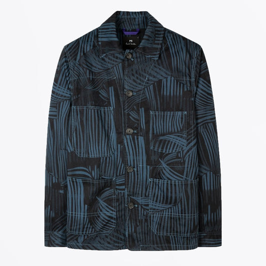 - 'Twisted Stripe' Cotton Chore Jacket - Navy/Blue