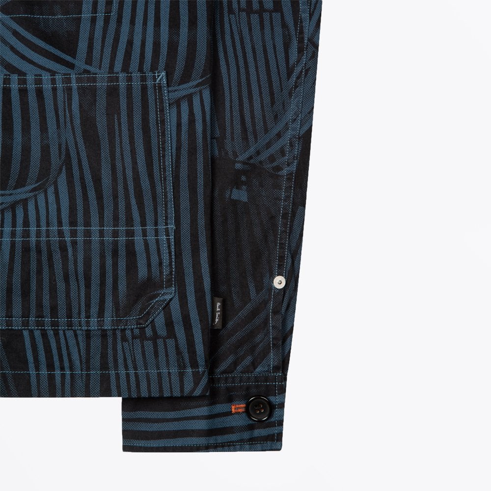 - 'Twisted Stripe' Cotton Chore Jacket - Navy/Blue