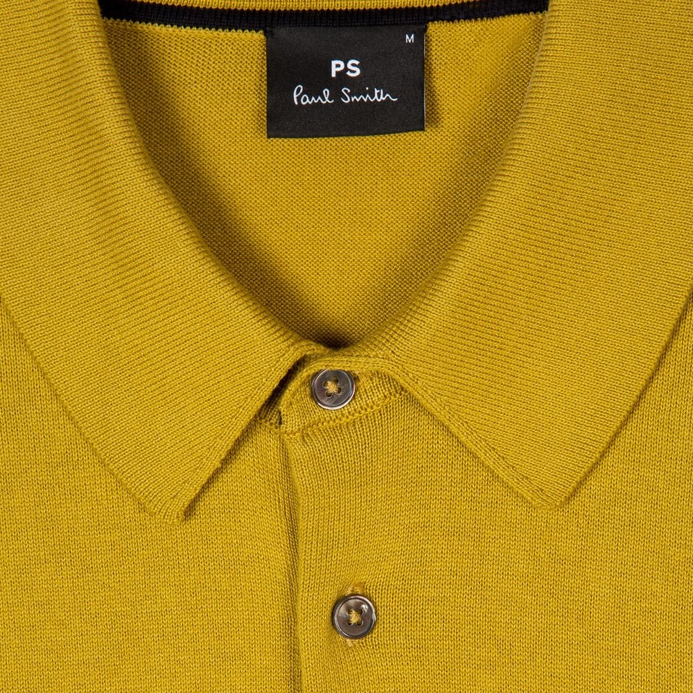 Knitted Zebra Logo Polo Shirt - Mustard