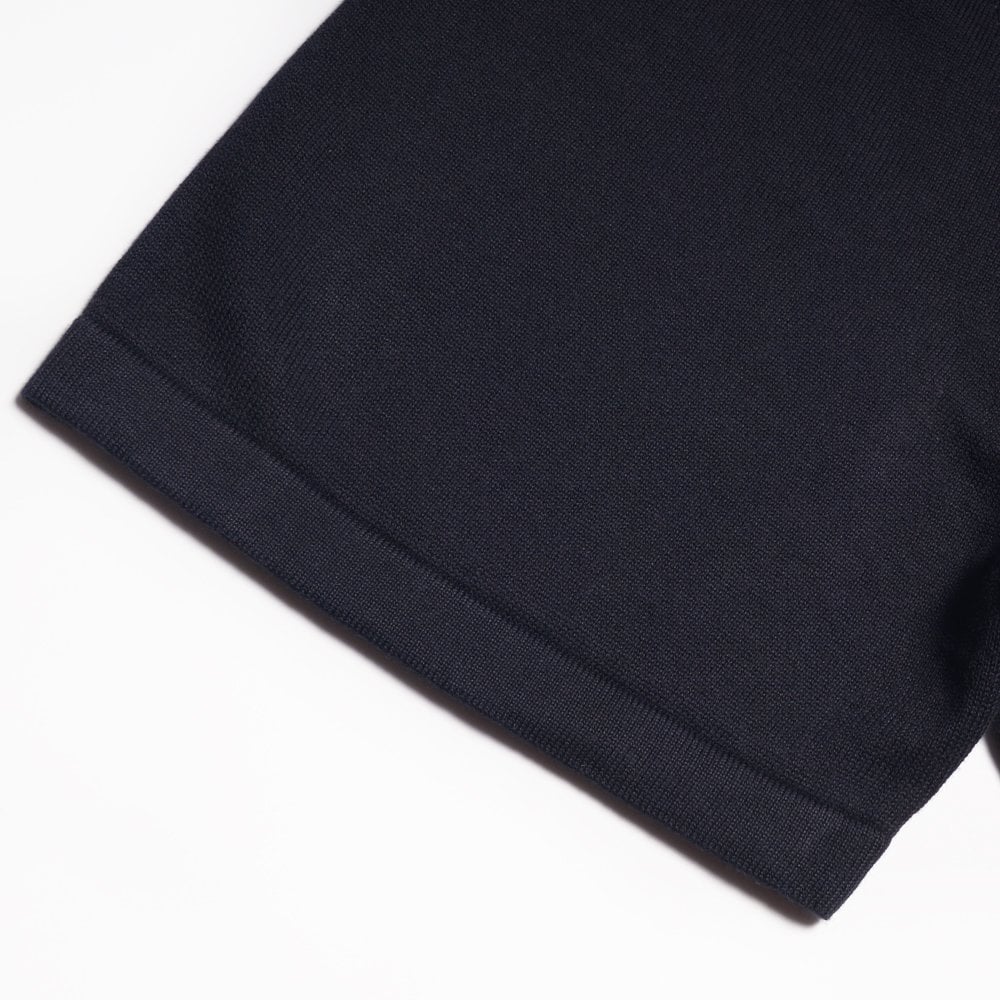 - Zip-Neck Short-Sleeve Polo Shirt - Navy