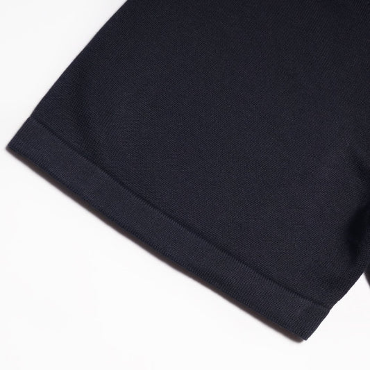 - Zip-Neck Short-Sleeve Polo Shirt - Navy
