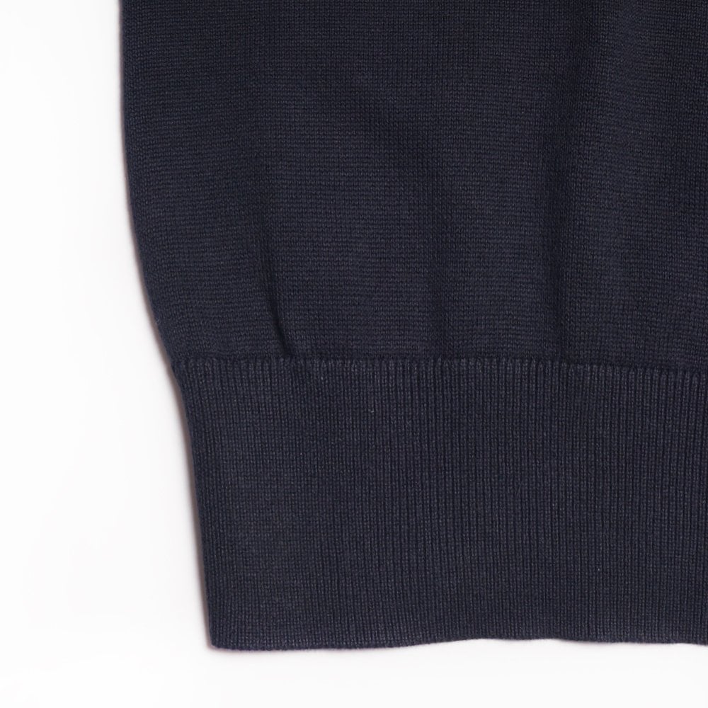 - Zip-Neck Short-Sleeve Polo Shirt - Navy
