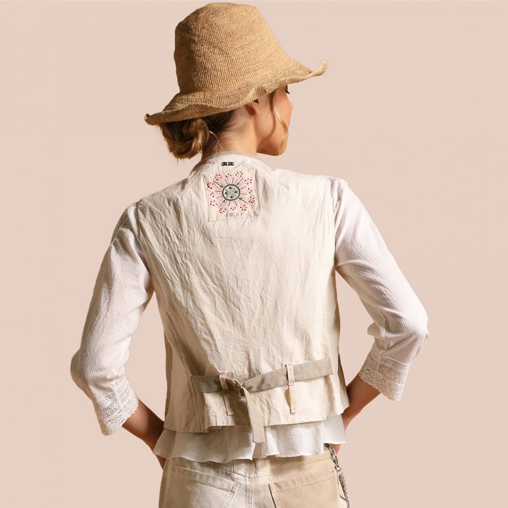 - Earnest - Striped Waistcoat - Beige