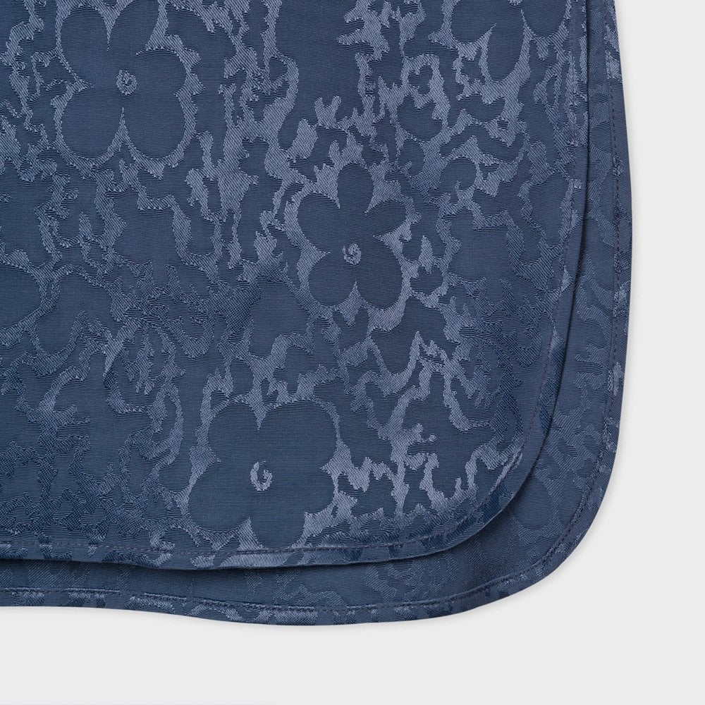 - 'Flower Power' Jacquard Satin Shirt - Navy