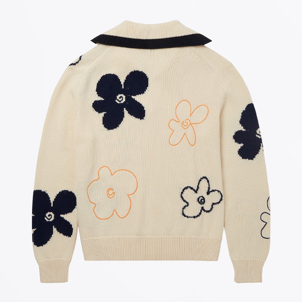 - Knitted Floral Pullover - Off-White