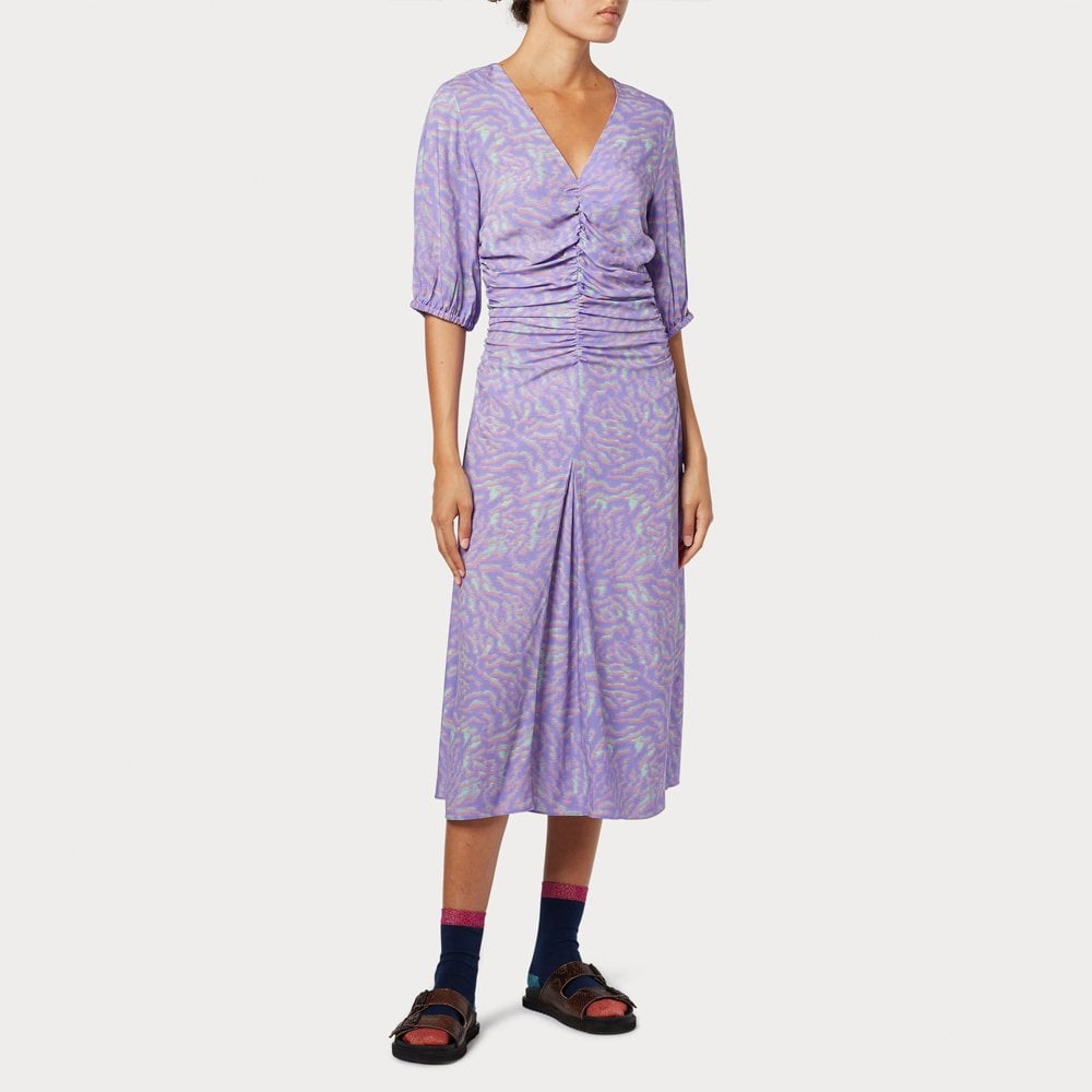 - Printed Midi Dress - Lilac