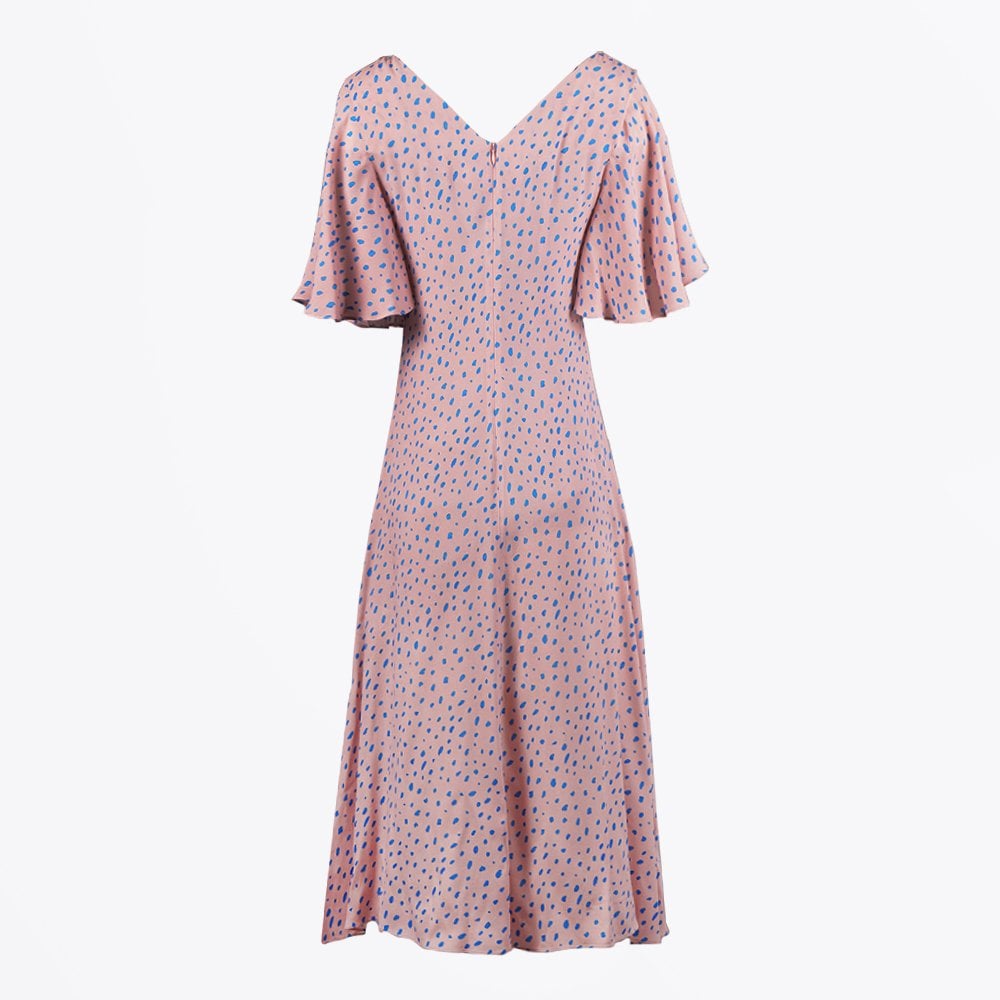 - Spot Print Midi Dress - Pink