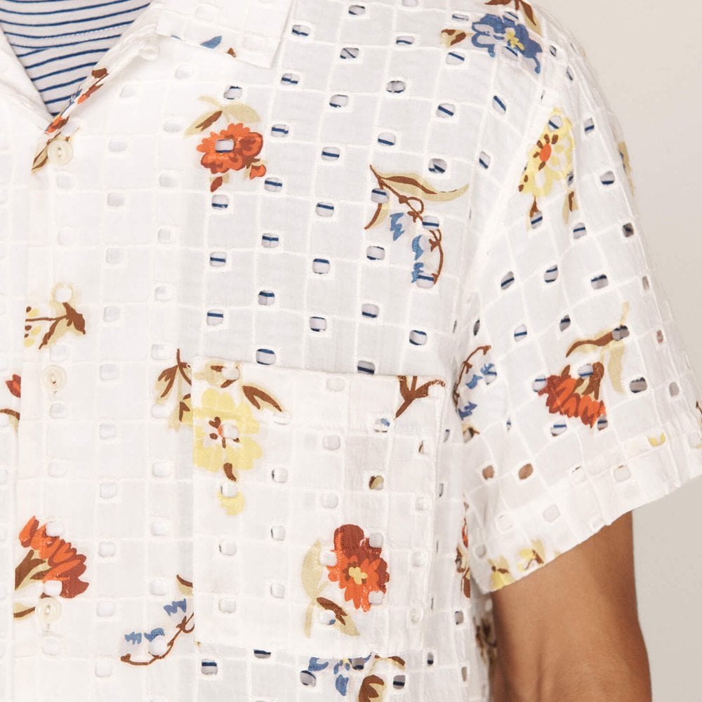 - Ditsy Print Broderie Anglaise Shirt - White