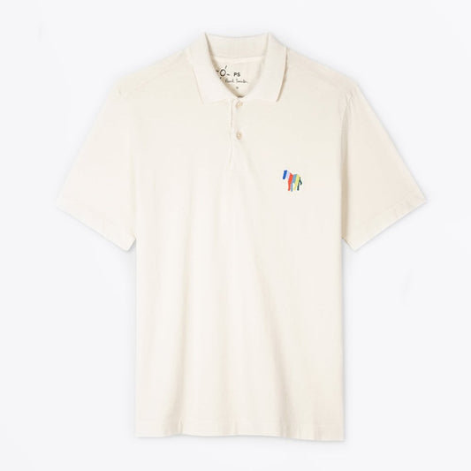 - 'Stripe Zebra' Embroidery Polo Shirt - Off-White