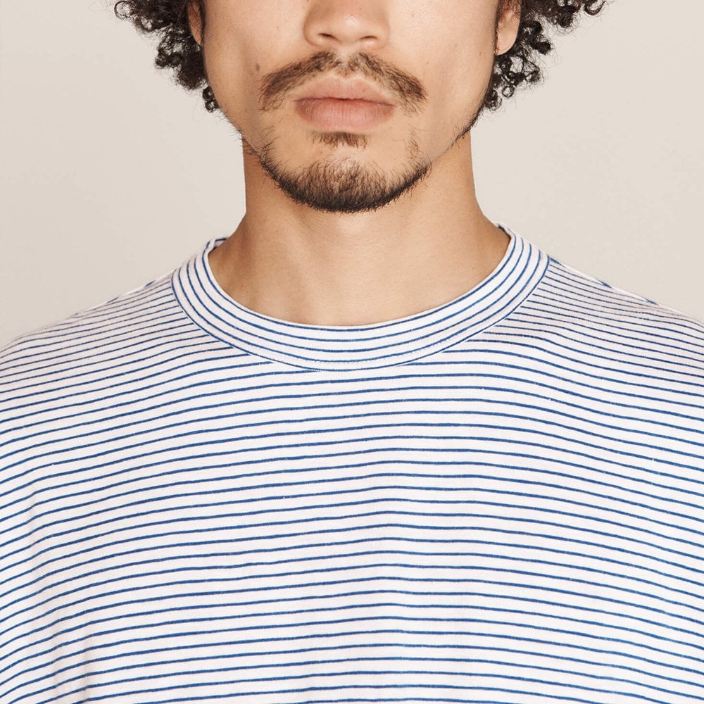 - Cotton Mini Stripe Jersey T-Shirt - Lilac/Blue