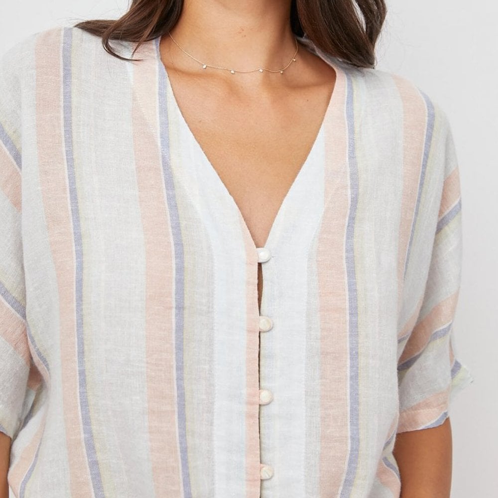 - Thea - Multi-Stripe Top - White