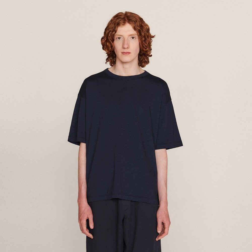 - Cotton Slub Jersey T-Shirt - Navy